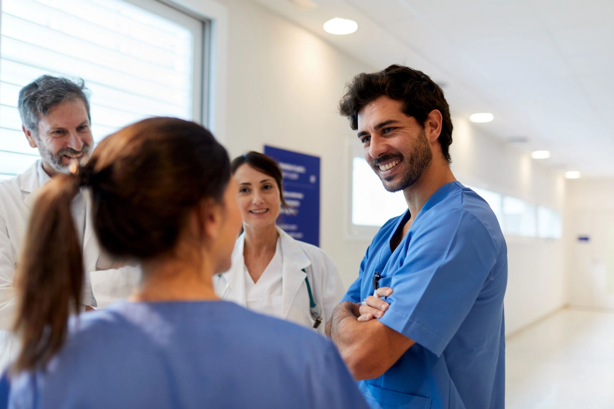 Healthcare staff in an informal meeting