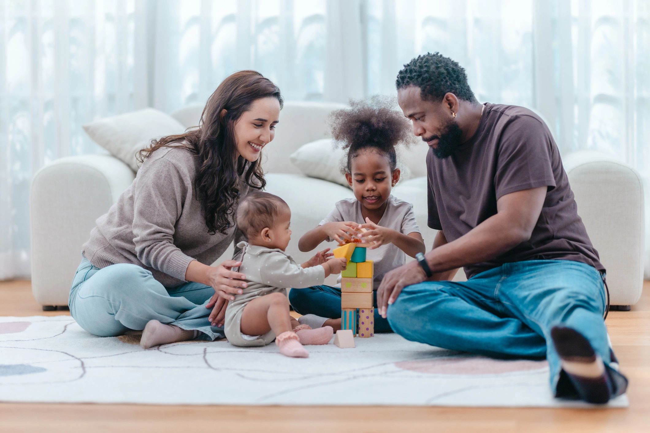 Family spending quality time together at home